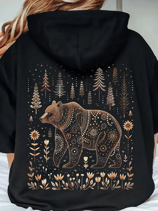 Bear Forest Print Hoodie Sweatshirt