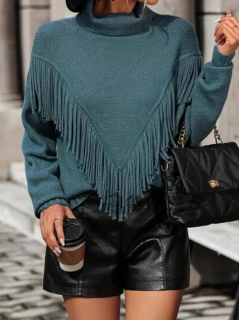 Cozy Women's Loose Fit Tassel Sweater for Effortless Autumn Layerin
