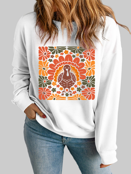 White Thanksgiving Turkey Sweatshirt
